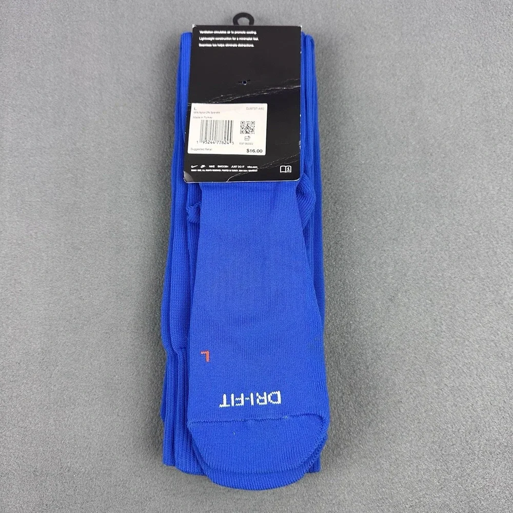 Nike Performance Dri-FIT Knee High Cushioned Socks 2 Pair Blue Unisex NWT